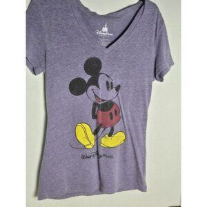 Mickey Mouse Disney Parks Exclusive Women's V Neck T Shirt  Size Small Purple